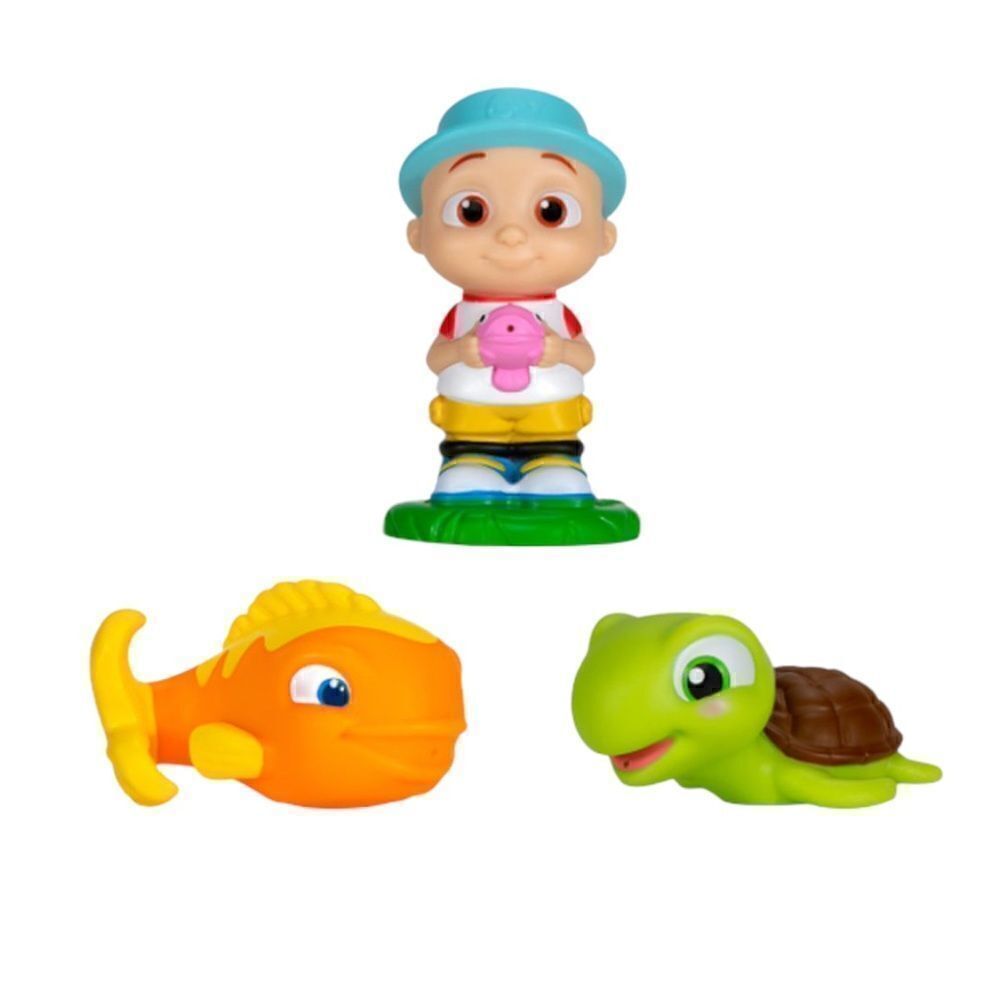 Cocomelon Bath Squirters JJ, Sea Turtle, and Fish Figures New